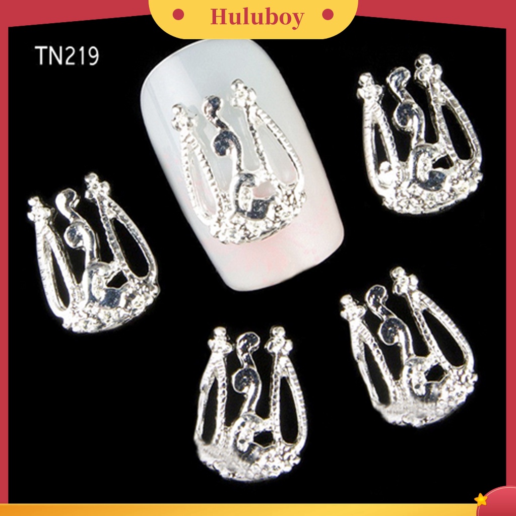 Huluboy Huluboy♡ 10pcs Stiker Kuku Hollow Out Bahan Alloy Untuk Nail Art DIY