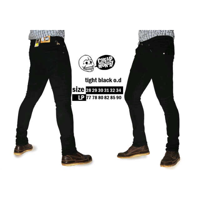  Celana  panjang  jeans denim hitam pekat RC cheap monday 