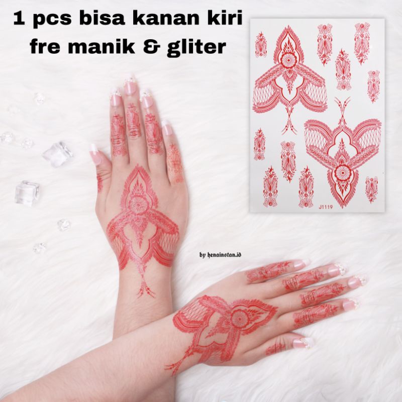 HENA INSTAN MERAH J1119 / FREE GLITER MANIK DAN SAMPLE
