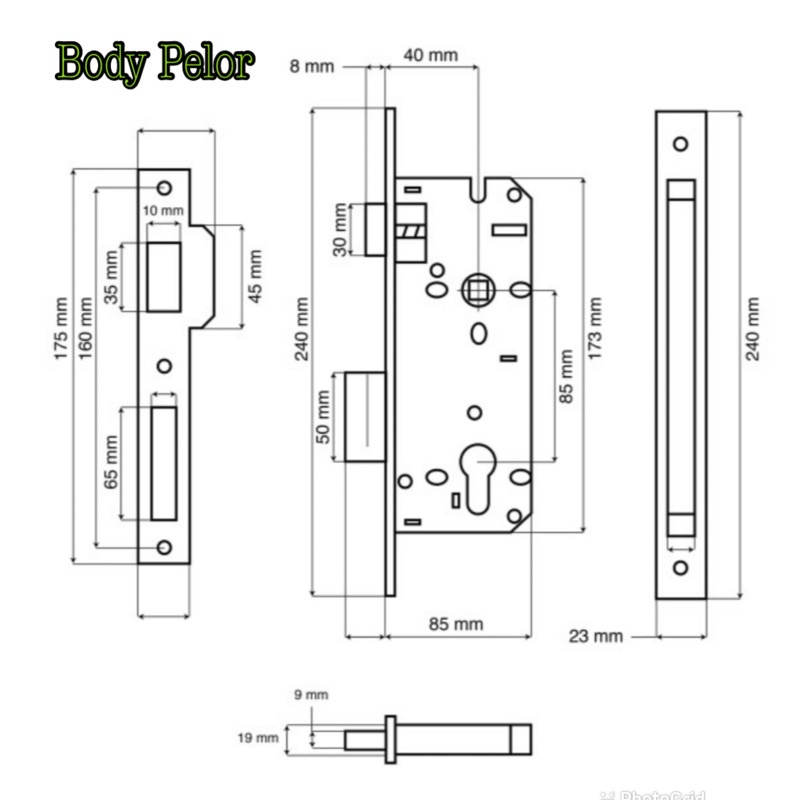 Body Kunci Pelor 40 mm holy body kunci pelor stainless steel + cylinder kunci pintu body pelor pintu double kupu kunci pintu stanlis sus 304 Body pelor set,kunci pelor set noblesa stanlis