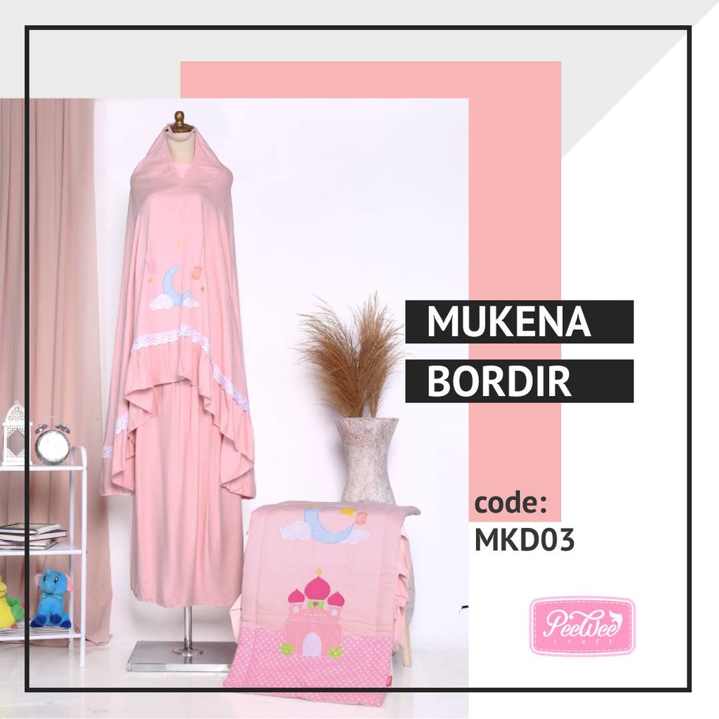 Paket mukena anak sajadah custom aplikasi bordir nama