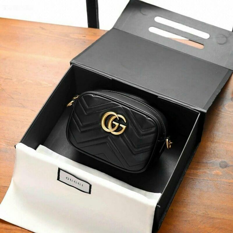 Gucci GG Marmont mini Camera matelassé Leather shoulder Bag T448066# (Pls baca deskripsi lengkap)