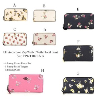 Jual Coach Long Wallet Accordion Zip Wallet With Heart Floral Print C3287 Indonesia Shopee Indonesia