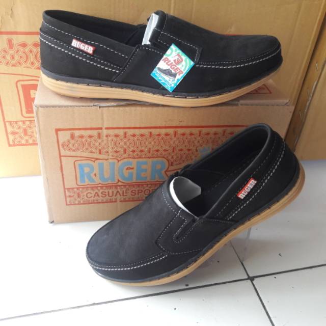 sepatu casual slipon kulit asli merk ruger