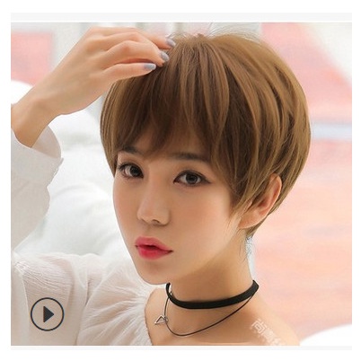 Wig Rambut Palsu Wanita Warna Coklat Gelap Ef