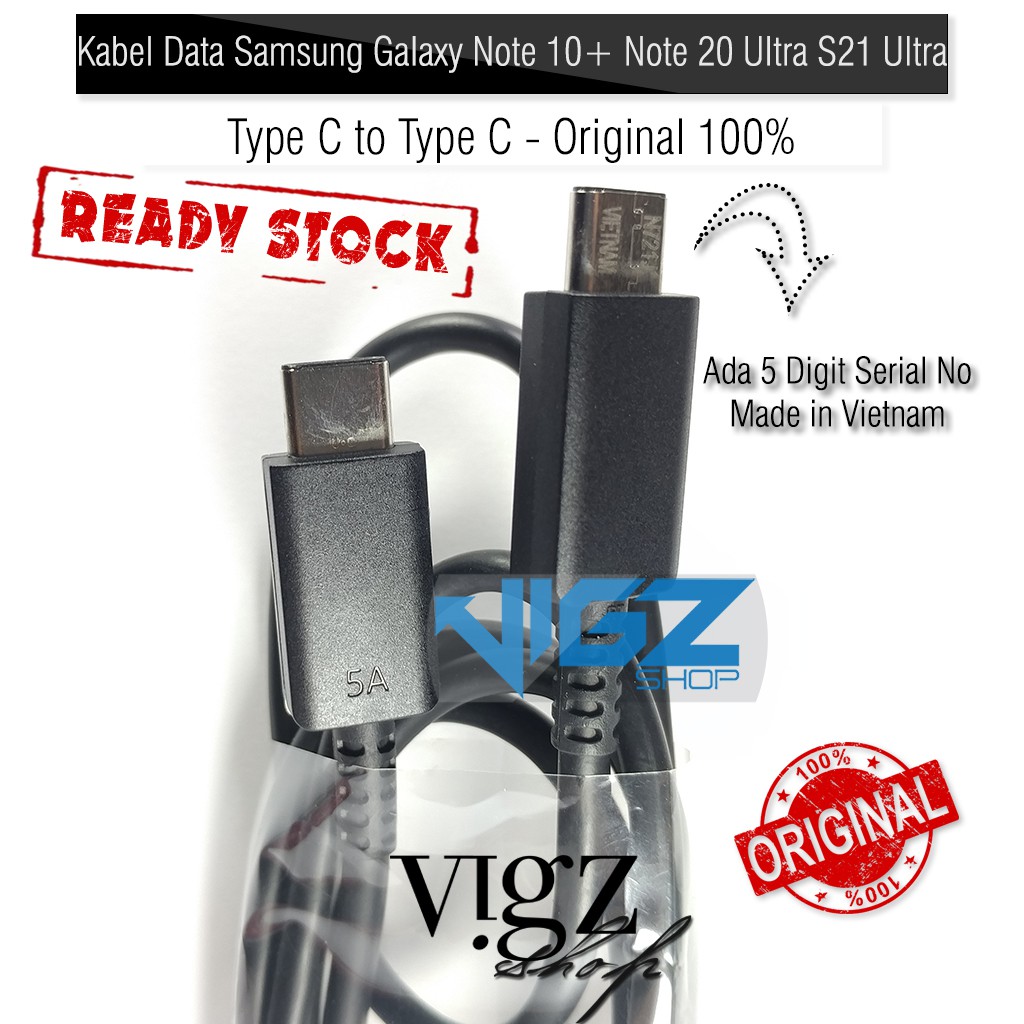 Kabel Data Charger Samsung Galaxy Note 20 Ultra 21 Ultra Tab S7 S7 Plus 5A Type C to Type C Original