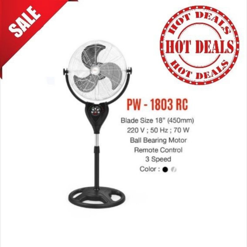 KIPAS ANGIN MASPION PW PW-1803RC STAND FAN BESI 18 INCH PLUS REMOTE PW 1803 RC 1803RC