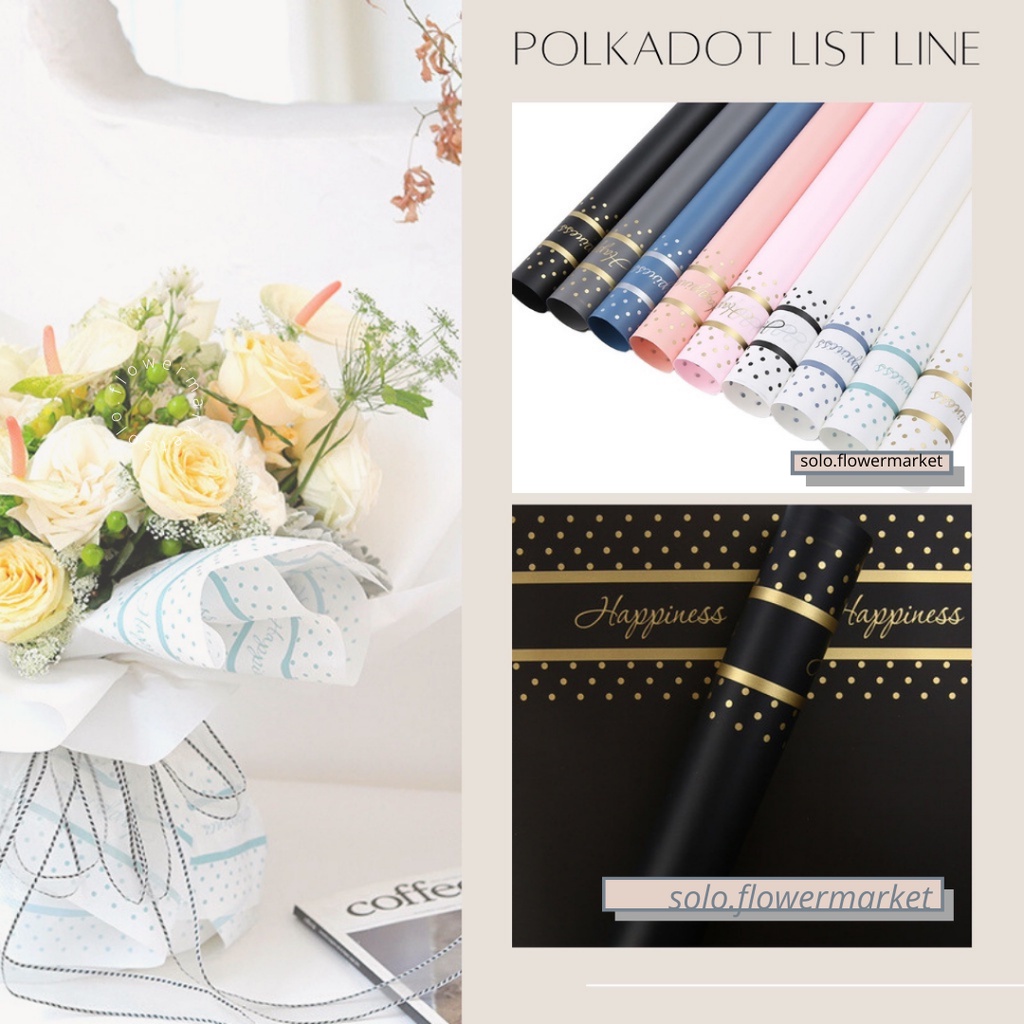 WRAPPING PAPER POLKADOT LIST LINE GOLD LINE SILVER LINE FLOWER WRAPPING COLOR TRANSPARENT CELLOPHANE