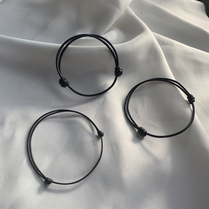 BOBNECKLACE - GELANG TALI PRIA WANITA - AKSESORIS GELANG HITAM COUPLE