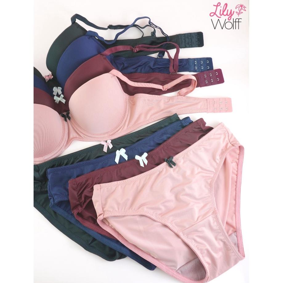 Bra Set Wanita Kawat Busa Tebal Sedang / Pakaian Dalam Underwear Motif Polos Lily Wolff Lingerie Lw1