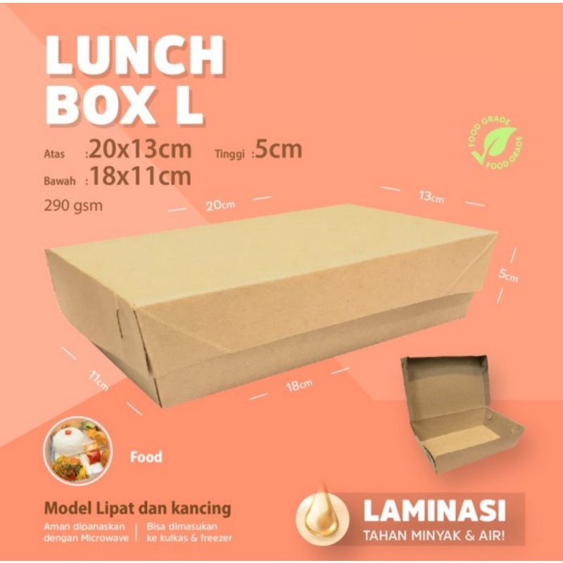 Lunch Box Kraft Large Paper tray Paper Kertas Coklat Kotak Makan Kotak
