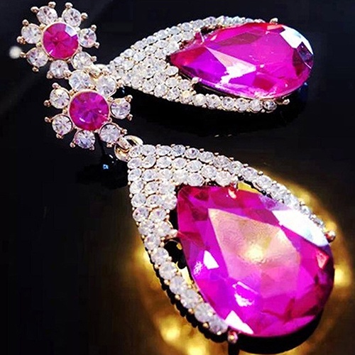 Hu Hu Hu Hu Hu Alat Bantu Pasang Kacamata♡ Anting Tusuk Gantung Desain Tetesan Air Hias Berlian Imitasi Gaya Korea Menarik Untuk Wanita