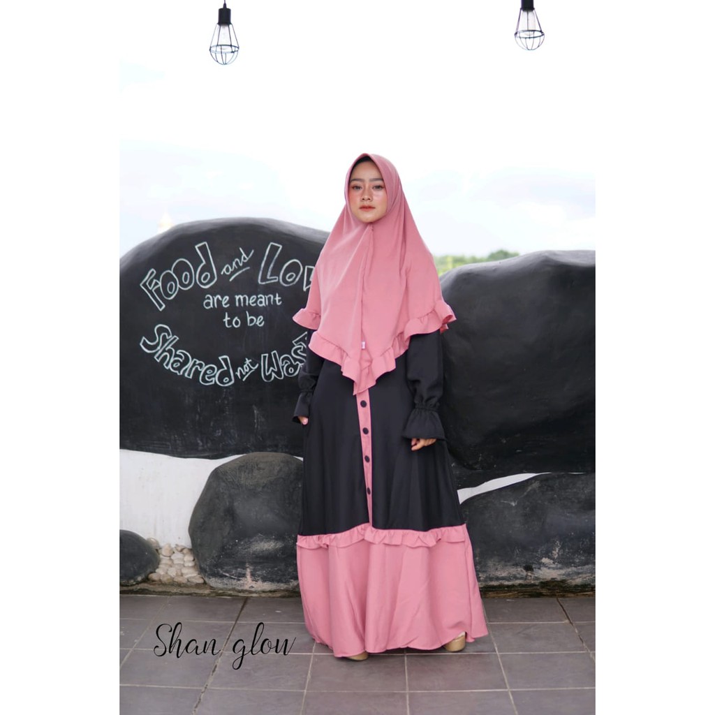 Gamis set syari  Itycrepe SISUKA by Shan glow Set Khimar terbaru grosir ecer murah reseller dropship