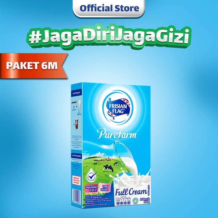 

Paket 6M 6 Fullcream - Frisian Flag Purefarm Susu Bubuk Keluarga 800g 1 pc