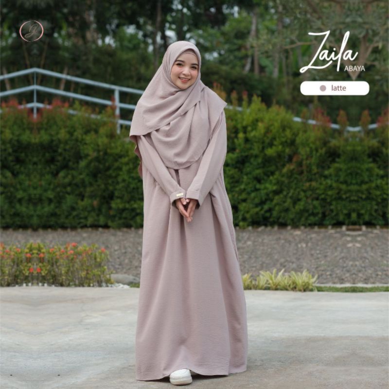 READY Zaila Abaya Gerai Aliyah - Gamis abaya basic polos busui bahan crinkle denaf.outfit