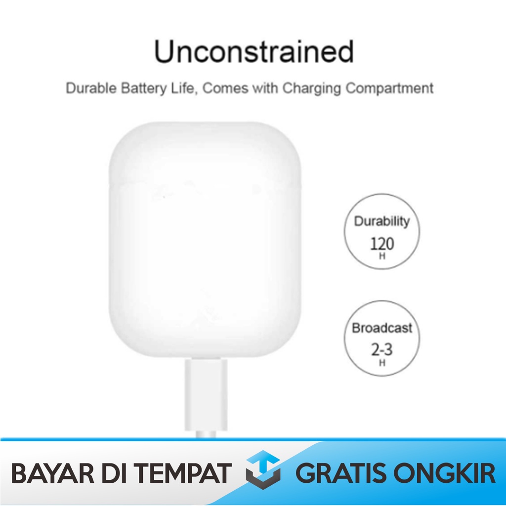 EARPHONE EARPODS BLUETOOTH 5.0 TWS WIRELESS WARNA PUTIH ORIGINAL MURAH