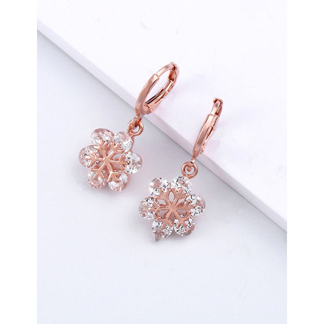 LRC Anting Tusuk Fashion Snowflake Zircon Earrings F58843