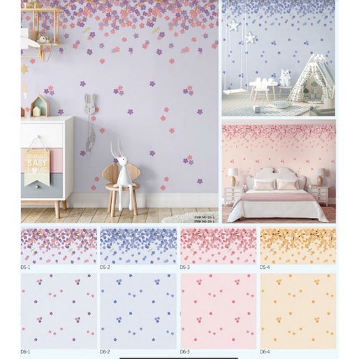Wallpaper Dinding Kamar Anak Simple Motif Bunga 53cm x 10m - Dreamland
