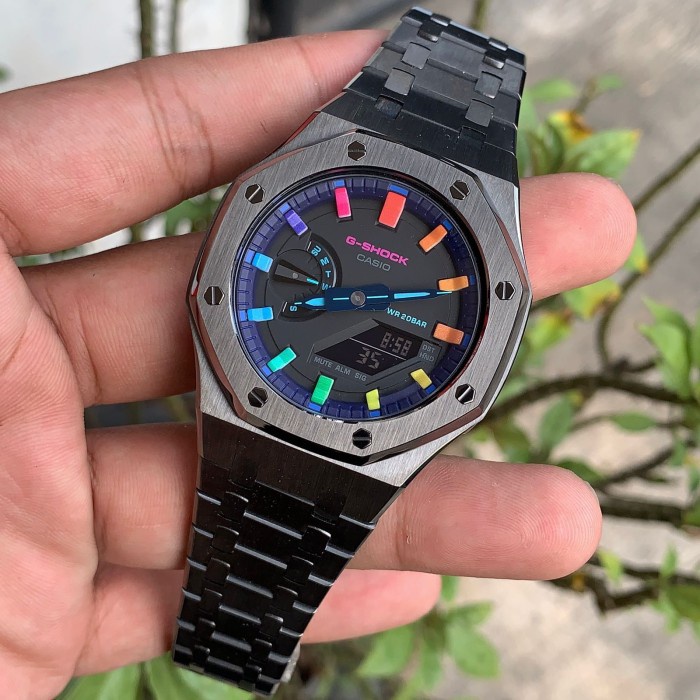 Jam G-Shock GShock GA-2100 GA2100 VB Rainbow Original Gun Metal Gen3