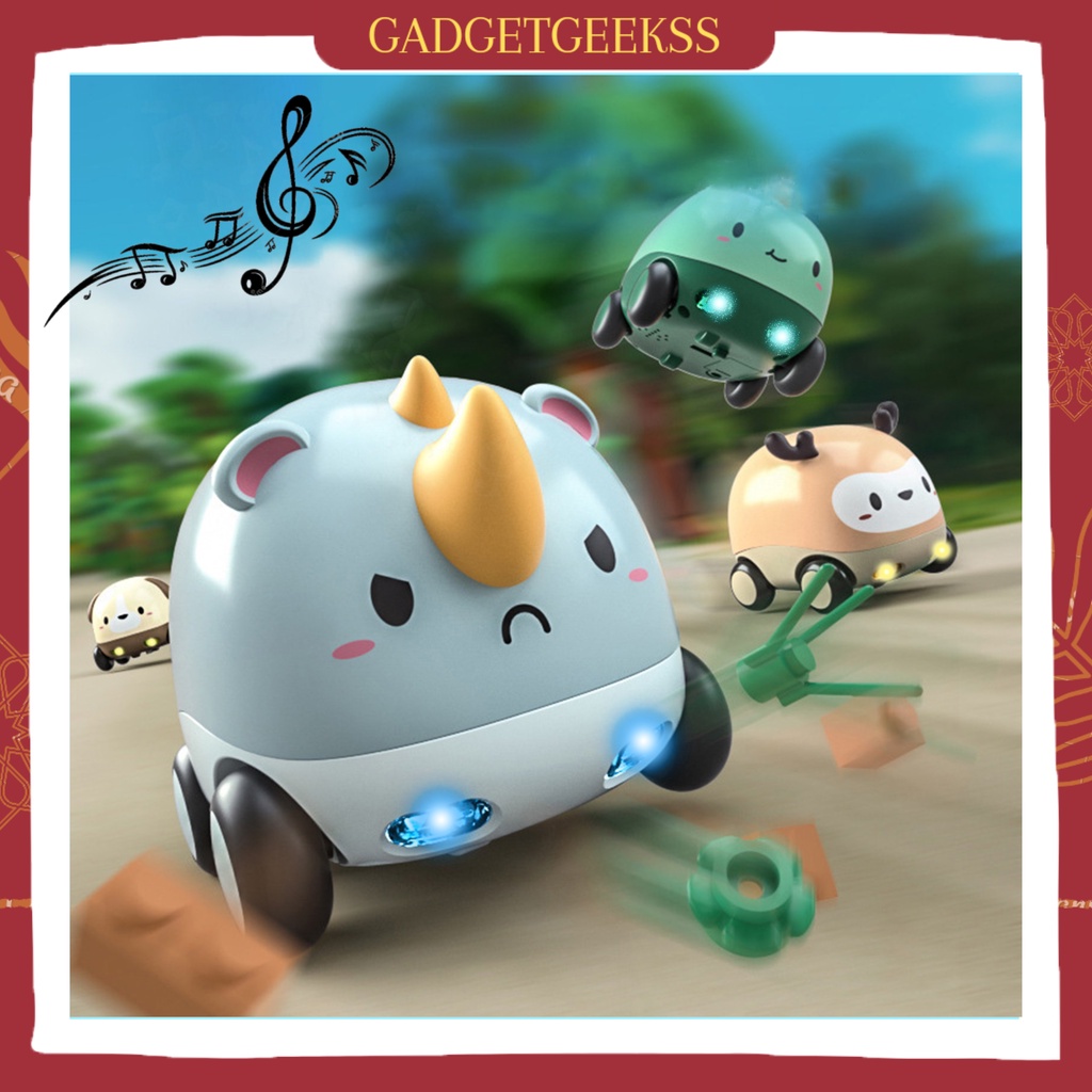 Mainan Anak Mobil Mobilan Musik Lampu Pullback Inersia Cute Pet Inertial Car Mainan Mobil Binatang