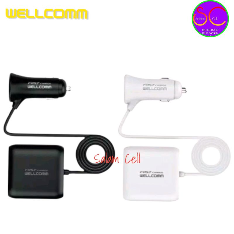 Charger Mobil Cas Mobil Fast Charge 6 Ampere 4 USB Original Wellcomm Berkwalitas Bergaransi