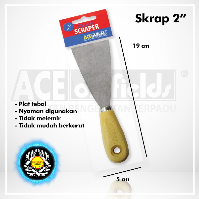 KAPE SKRAP 2" 2 INCH ACE OLDFIELDS SCRAPER SEKRAP 2 INCI PLAT STAINLESS STEEL BESI TEBAL GAGANG KAYU