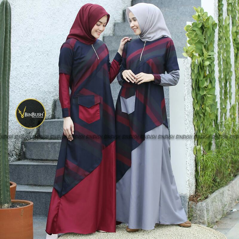DressCasual Muslimah Cotton Salur mix Toyobo Saluria Ori byBinbush