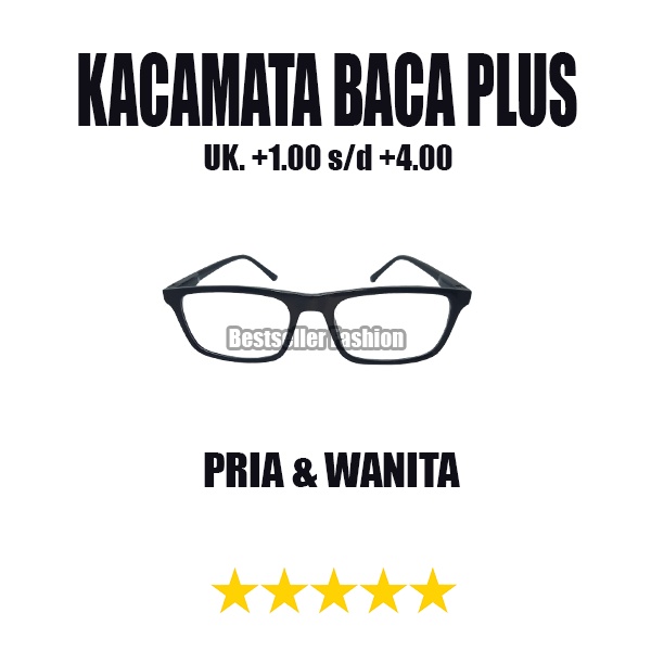 TERBARU | KACAMATA BACA | KACAMATA PLUS | RABUN DEKAT | UK. +1.00 S/D +4.00 | FRAME HITAM GLOSSY | PRIA DAN WANITA | FREECASE