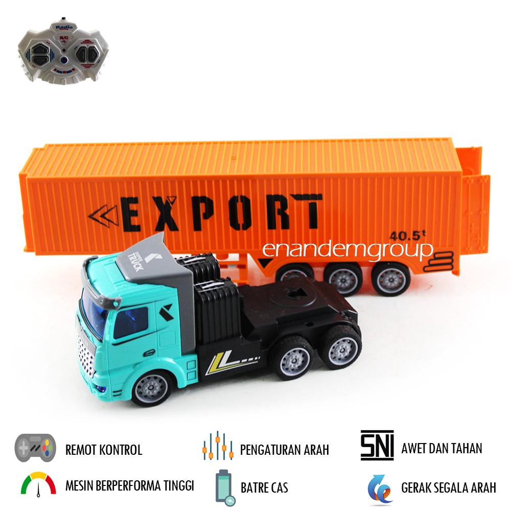 Mainan Mobil Remot Kontrol Rc Dump Truk Kontainer Trailer Batre Cas