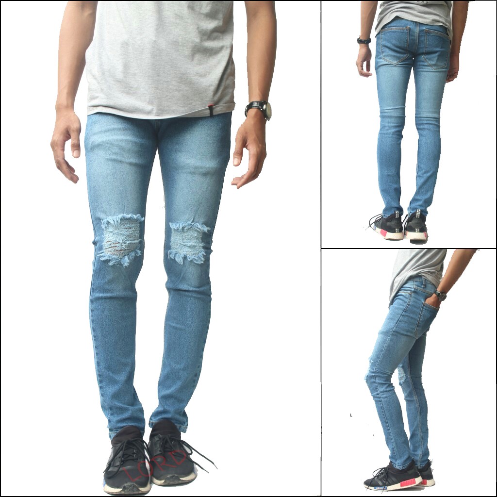  celana  pria  cowok  ripped slim fit sobek soft jeans  