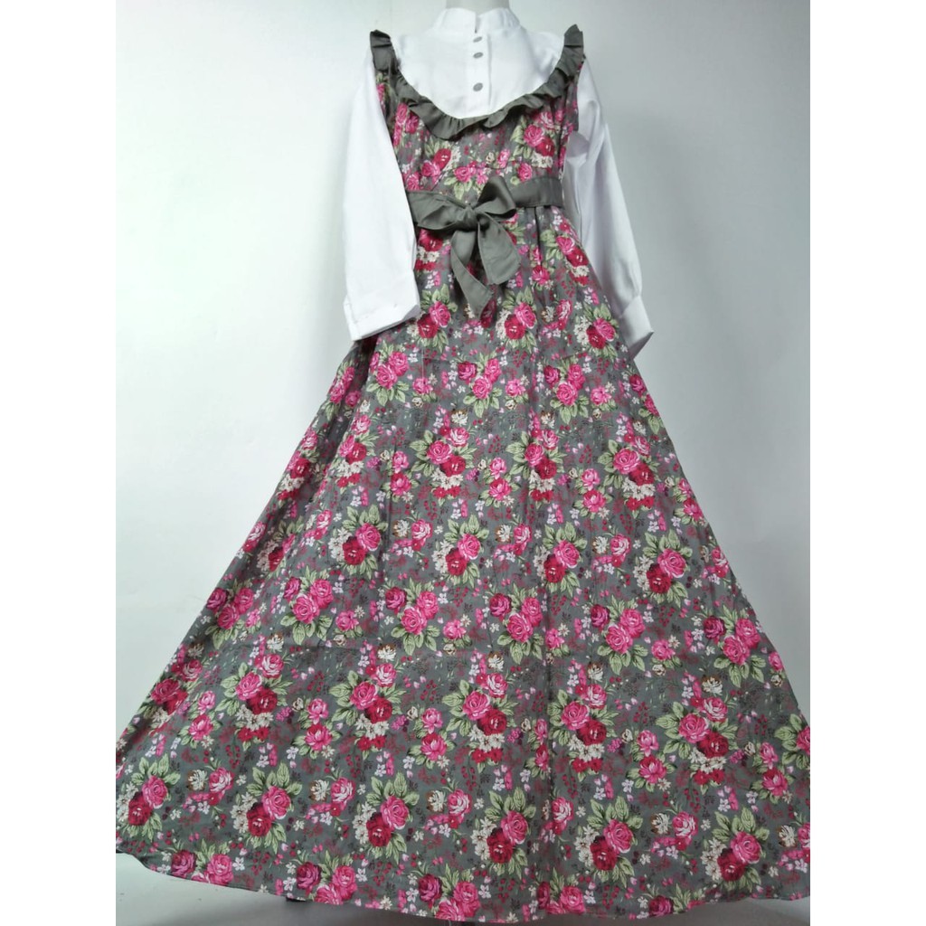 Gamis Jepang Belanda Katun Jepang Real Picture Syari Muslim Grey