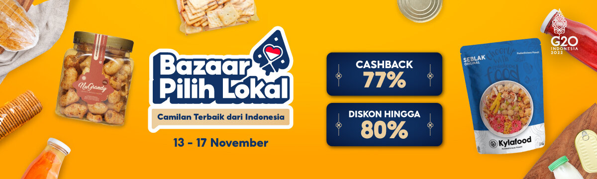 Camilan Terbaik dari Indonesia di Bazaar Pilih Lokal Cashback 77% & Diskon s/d 80%