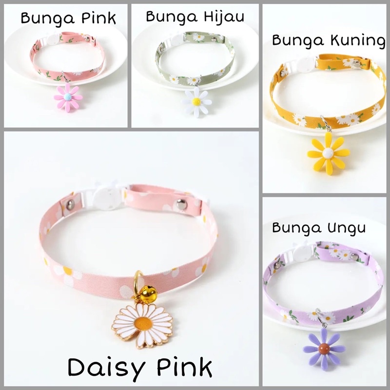 Kalung Kucing Anjing Pet Collar Bunga Aster Daisy Pet Necklace Cat Dog