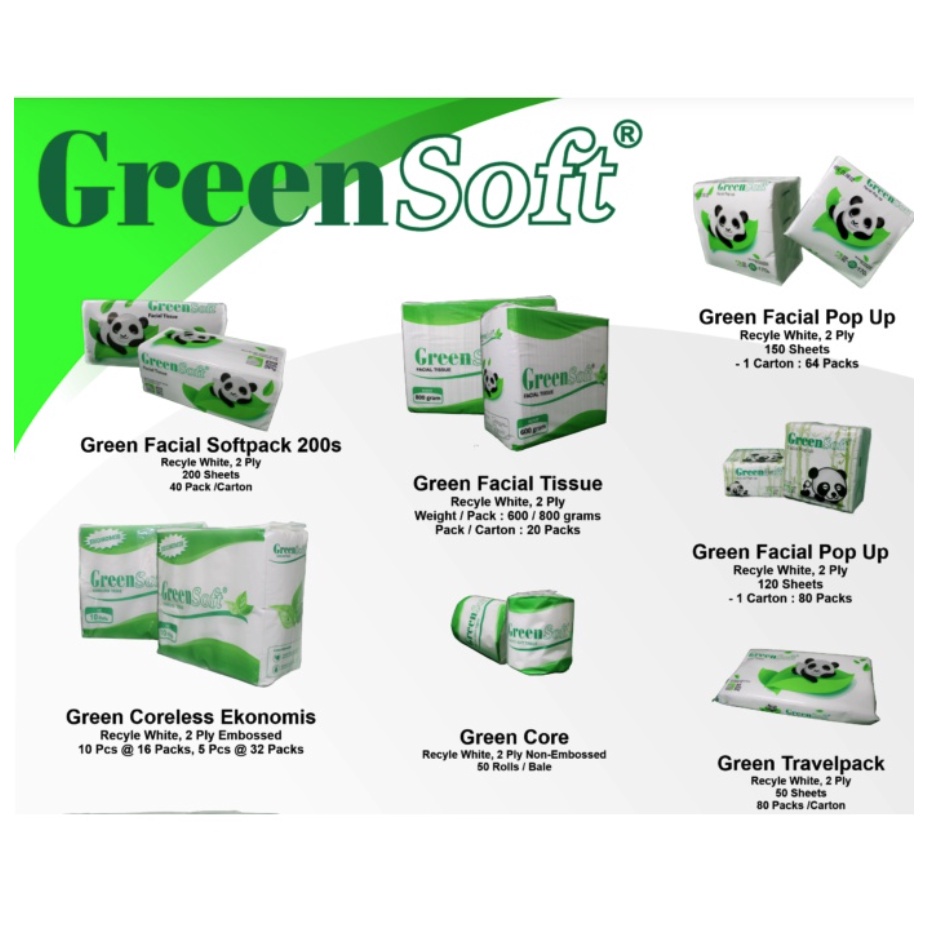 TISSUE GREEN SOFT BERBAGAI MACAM VARIASI SUPER HALUS ISI 200 SHEET, 170 SHEET, 800GR, 600GR, 10 ROLL [SWEETSPACE]