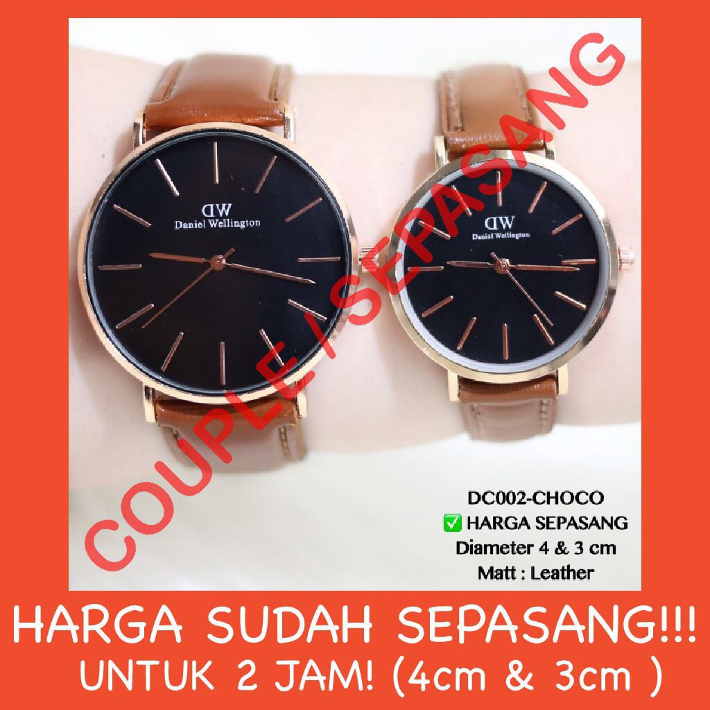 Jam tangan COUPLE tali kulit leather grosir ecer termurah free baterai cadangan DC025 DC002 DC003