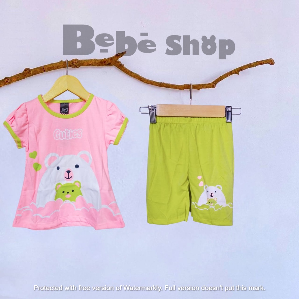 Setelan baju anak cewek karakter bear Cuties  usia  1 sampai 7 Tahun