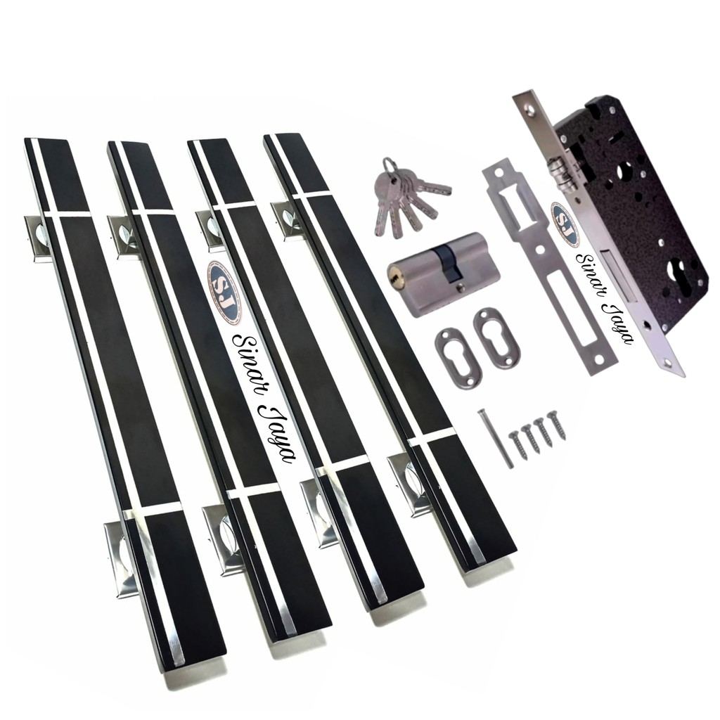 satu set gagang pintu rumah 60cm / 80cm minimalis handle tarikan pegangan pintu stainless termurah