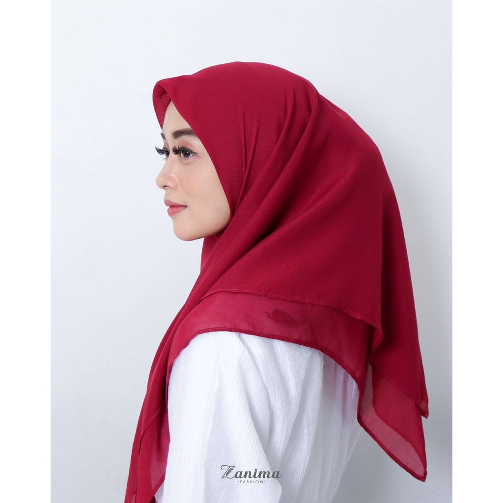 Jilbab Segi Empat Instan Double Layer Bahan Ceruti Babydoll - Zanima Red