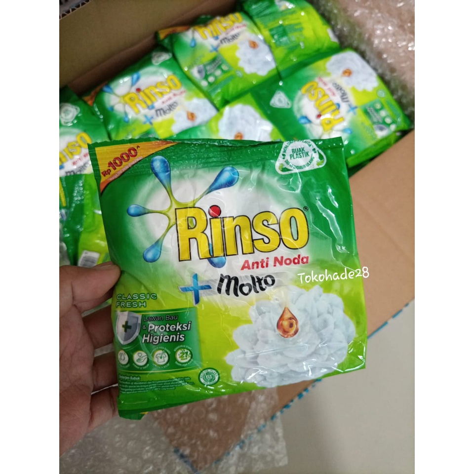 1 RENCENG Rinso Bubuk Anti Noda Plus Molto Detergen Bubuk sachet 40g