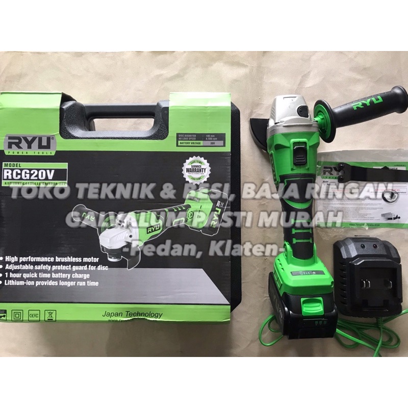 Grinda Cas CORDLESS RYU RCG20V/ Mesin Gerinda Baterai RCG 20V/ Gurinda Grenda Batrai