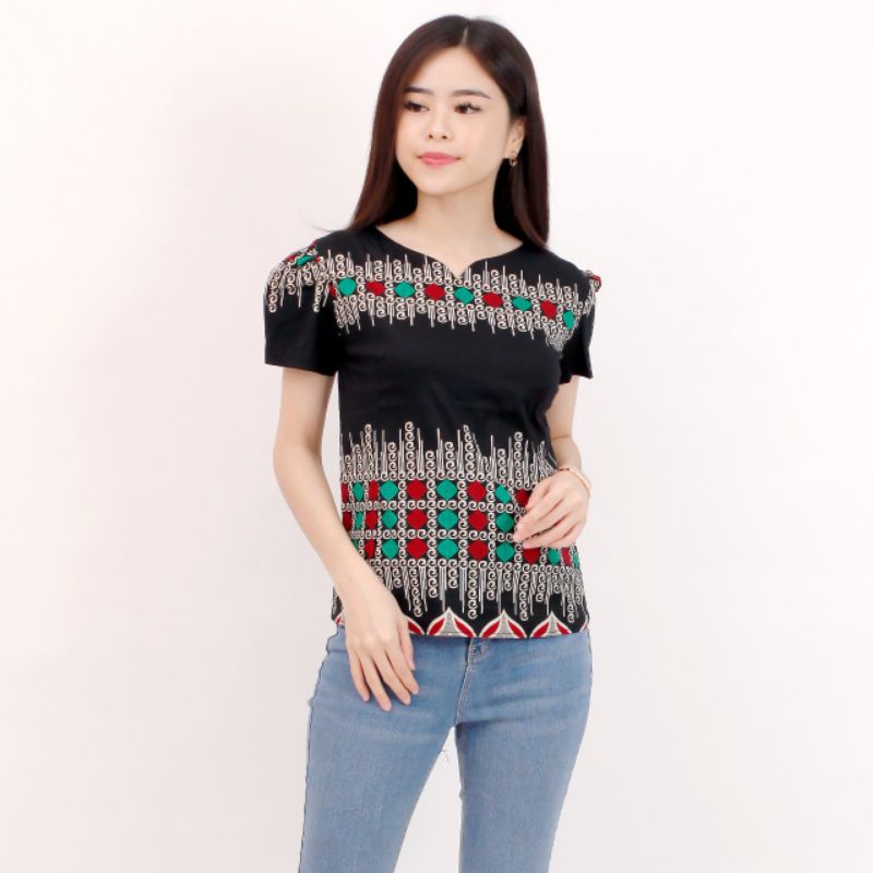 Batik wanita - Atasan blouse batik wanita fashion 632-BLACK C