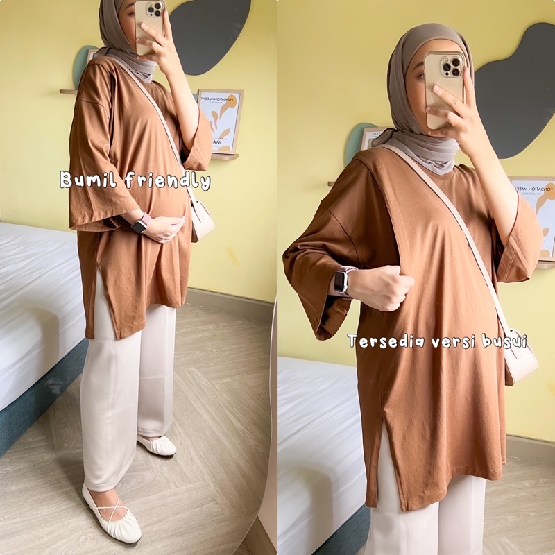 Bymeldev Basic Oversized Top Kaos Polos Busui NonBusui Hijab Friendly