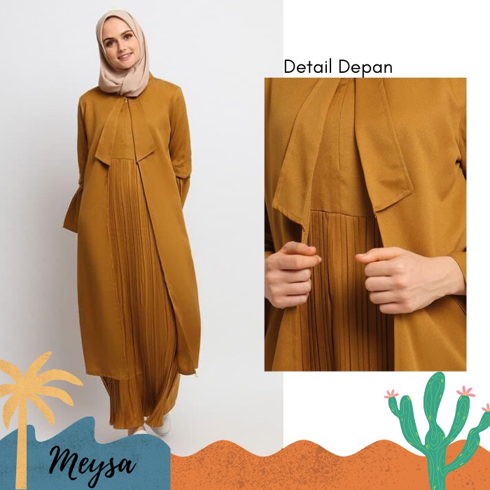 LUVENA GAMIS PLISKET OUTER GAMIS REMAJA POLOS DRESS POLOS PLISKET BAJU GAMIS DRES MK19 MUSTARD
