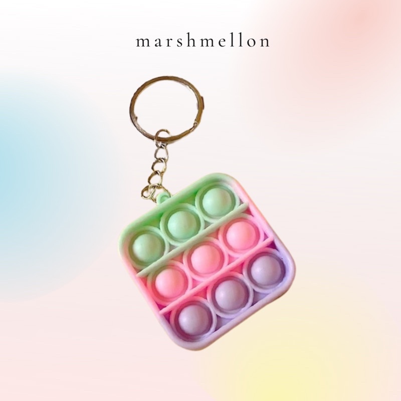 Gantungan Kunci Pop It & Gelang Pop It Pastel Rainbow | Pop It Gurita | Princess Key Chain (Snow White Cinderella Aurora Belle) | Pop It Warna Lilac Pink Tosca Fidget Key Chain Macaron-Square