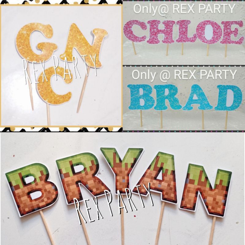 Topper Huruf Nama/Custom Nama/Topper Abjad/Topper Kue/Cake Topper Huruf/Letters Name Topper