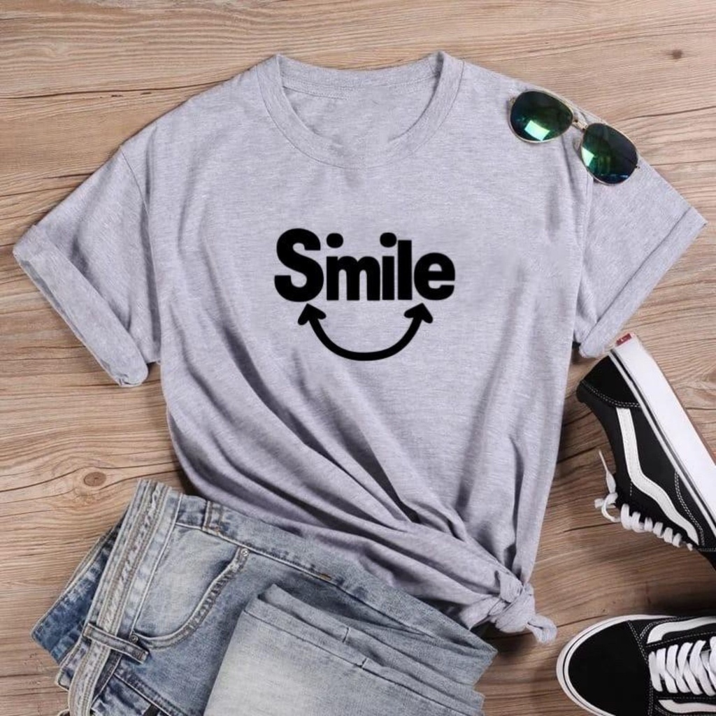 Kaos Wanita SMILE / Tshirt Combed 30s Wanita / Tumblr Tee / Atasan Baju