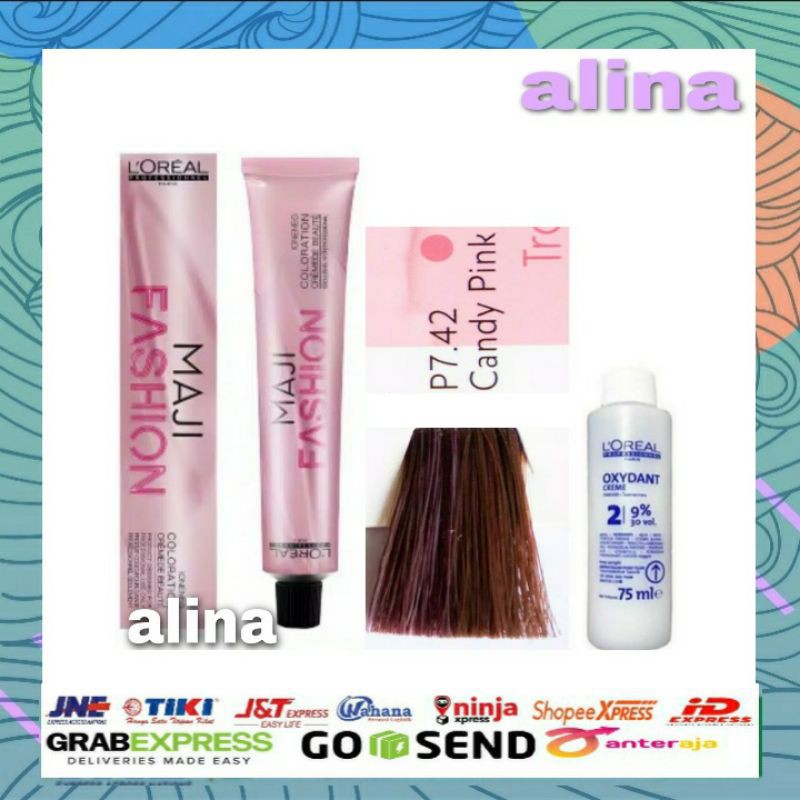 cat rambut loreal maji fashion 7.42 + oxydant 75ml