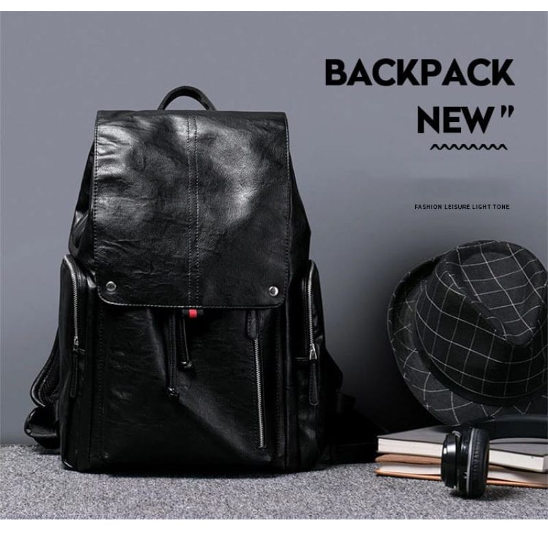 Backpack Kulit Tas Ransel Kasual Kulit Muat Banyak