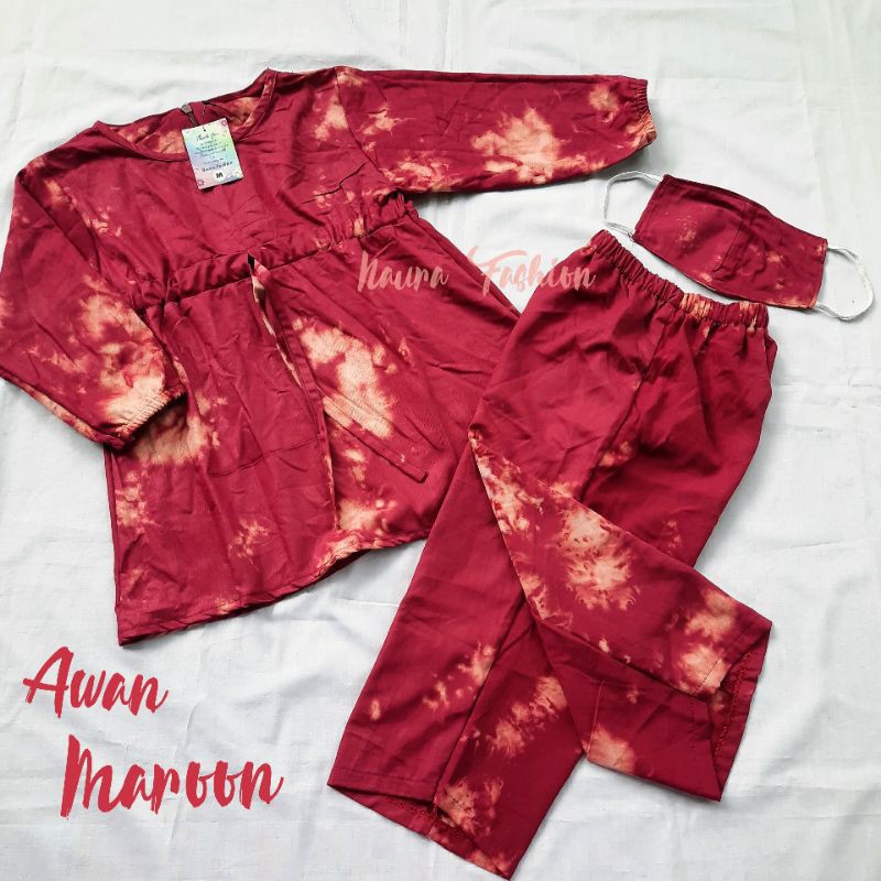 setelan tie dye anak motif awan usia 1-12 tahun