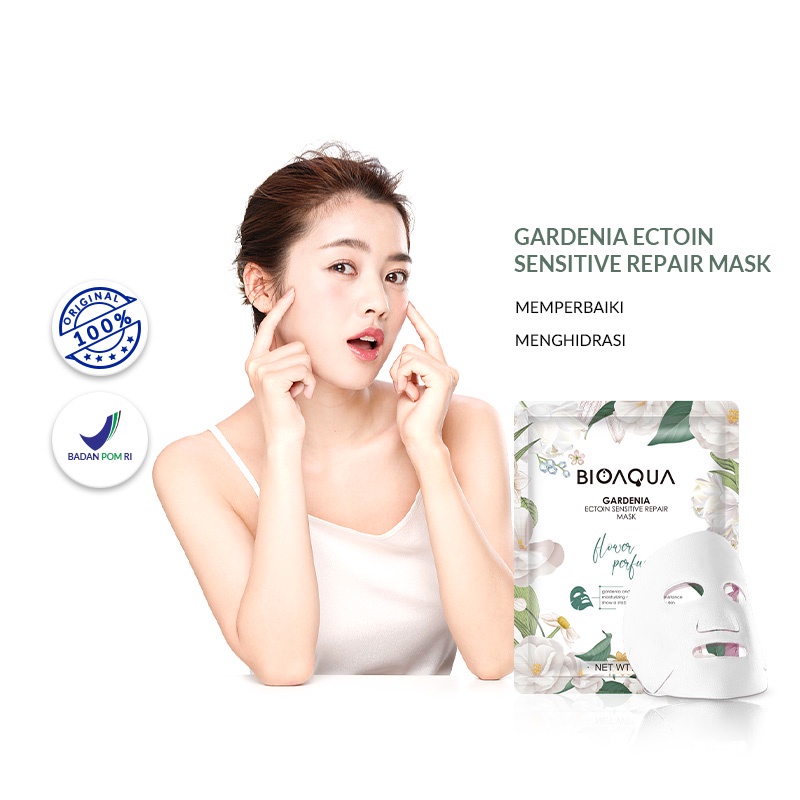 ✨ AKU MURAH ✨BIOAQUA ''Gardenia Ectoin Sensitive Repair'' Sheet Mask Masker Wajah Flowers